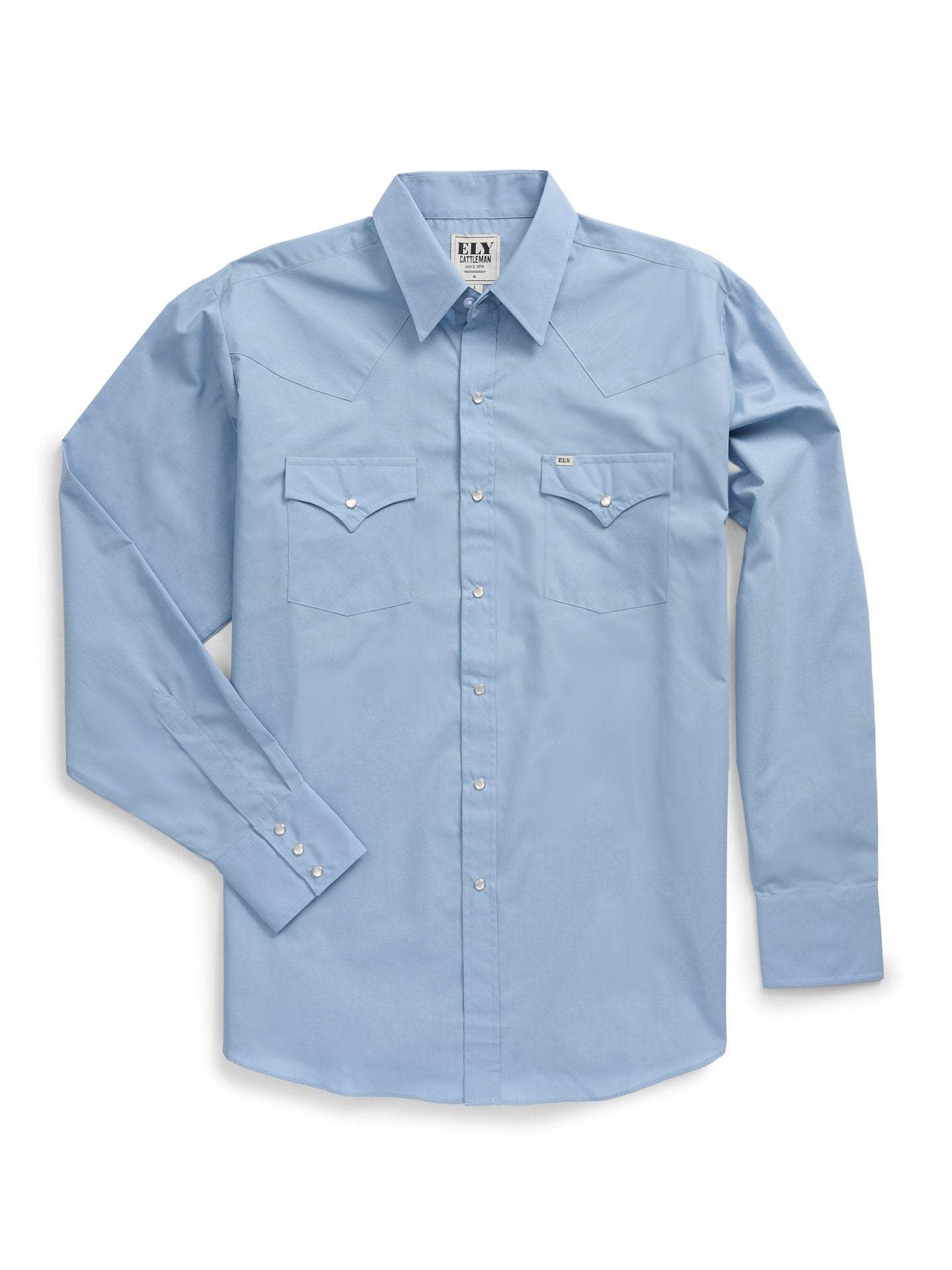 Men's Ely Cattleman Long Sleeve Solid Stone Blue Western Shirt - Ely Cattleman - Flyclothing LLC
