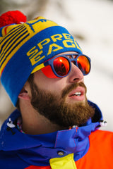 The Sun Cafe | Navy And Yellow Glacier Sunglasses - Shinesty