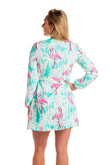 La Flamenca | Flamingos Wrap Dress - Shinesty
