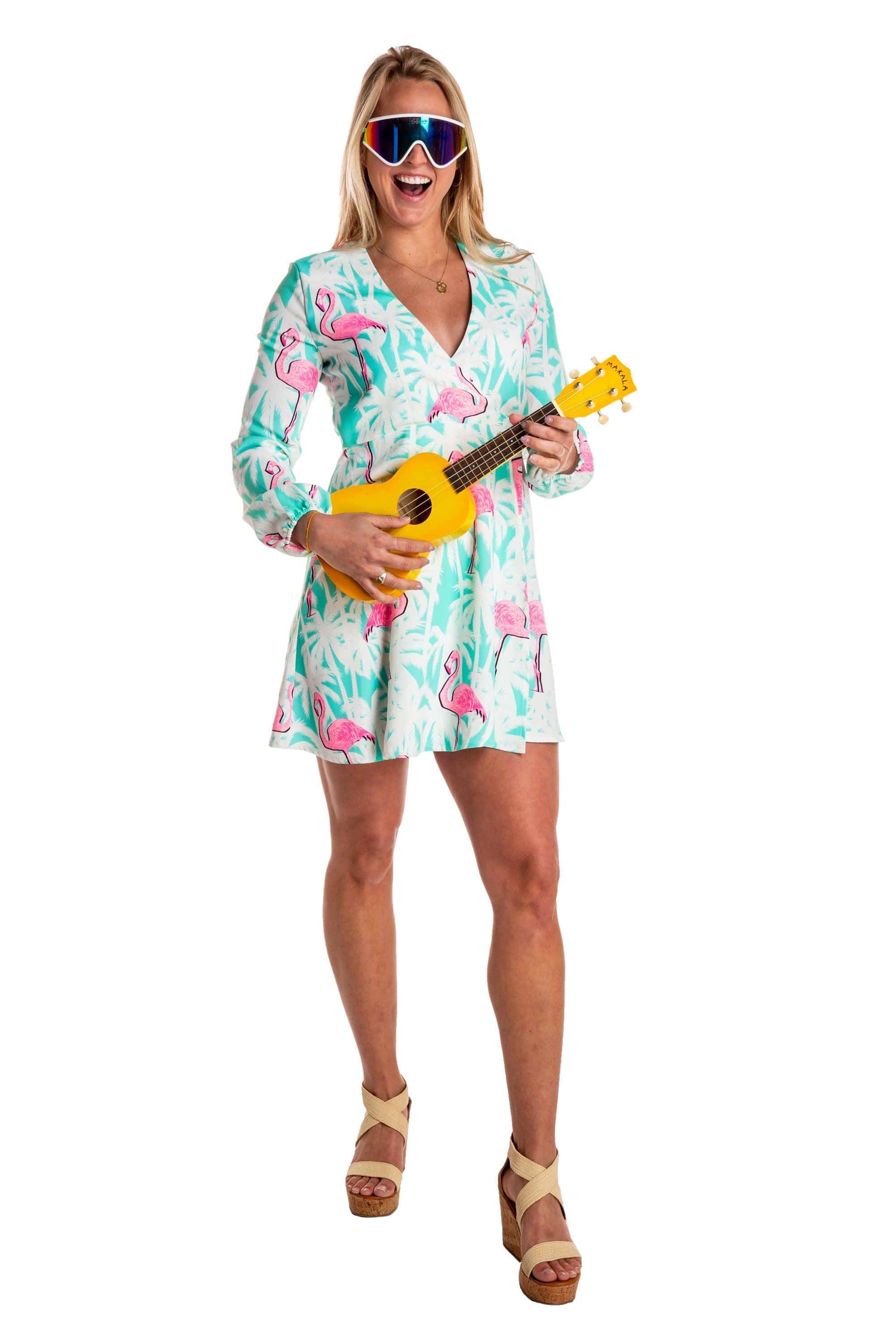 La Flamenca | Flamingos Wrap Dress - Shinesty