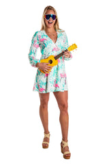 La Flamenca | Flamingos Wrap Dress - Shinesty