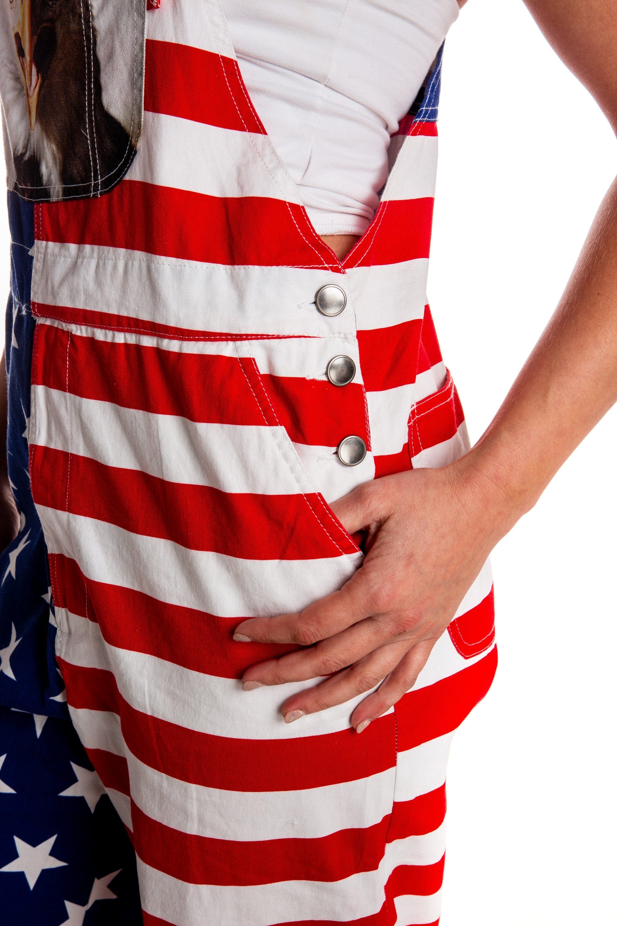 The Screamin Eagles | Women's Unisex American Flag Overalls - Shinesty