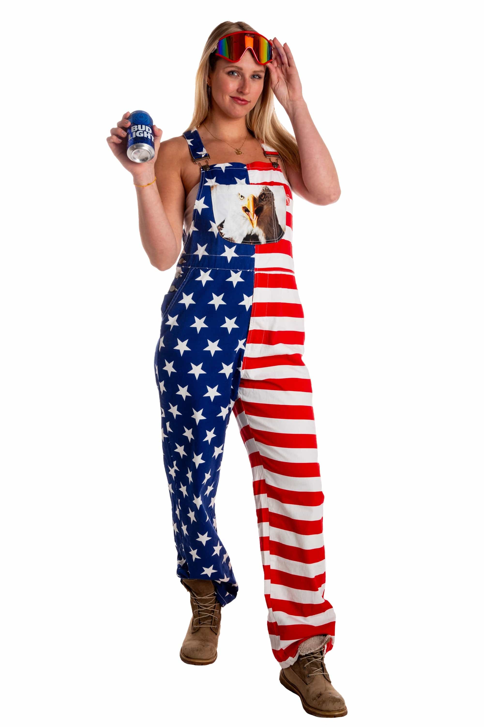 The Screamin Eagles | Women's Unisex American Flag Overalls - Shinesty