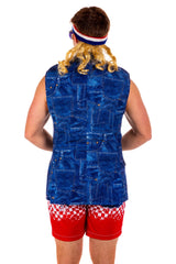 Denim's Day Off | Denim Pattern Sleeveless Blazer - Shinesty