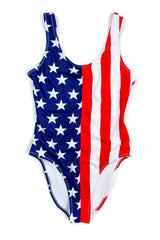 The Reagans | American Flag One Piece Swimsuit - Shinesty