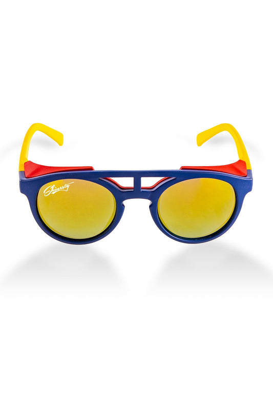 The Sun Cafe | Navy And Yellow Glacier Sunglasses - Shinesty