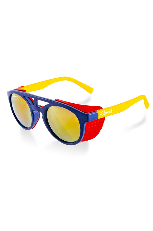 The Sun Cafe | Navy And Yellow Glacier Sunglasses - Shinesty