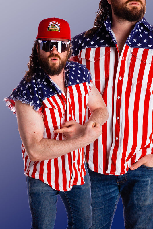 The Democracy of Denim | USA Sleeveless Denim Shirt - Shinesty