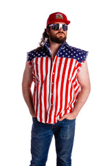 The Democracy of Denim | USA Sleeveless Denim Shirt - Shinesty