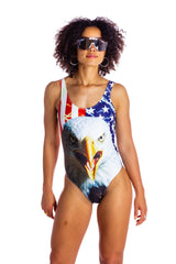 The Decider | Women's USA Flag Eagle One Piece - Shinesty