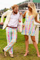 The Savannah Swinger | Pastel Plaid Strappy Dress - Shinesty