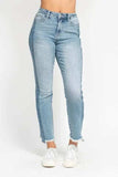 Judy Blue Full Size Vintage Wash Side Panel Detail with Fray Hem Slim Plus Size - Trendsi - Flyclothing LLC