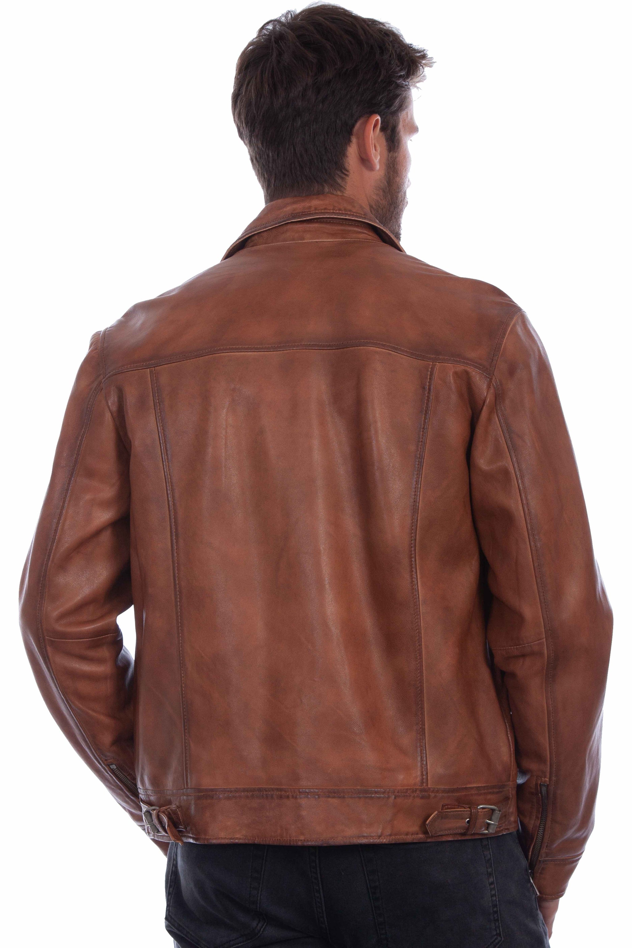 Scully 100% Cognac Soft Lamb Leather Men's Jacket 2021 - Scully Leather - Flyclothing LLC