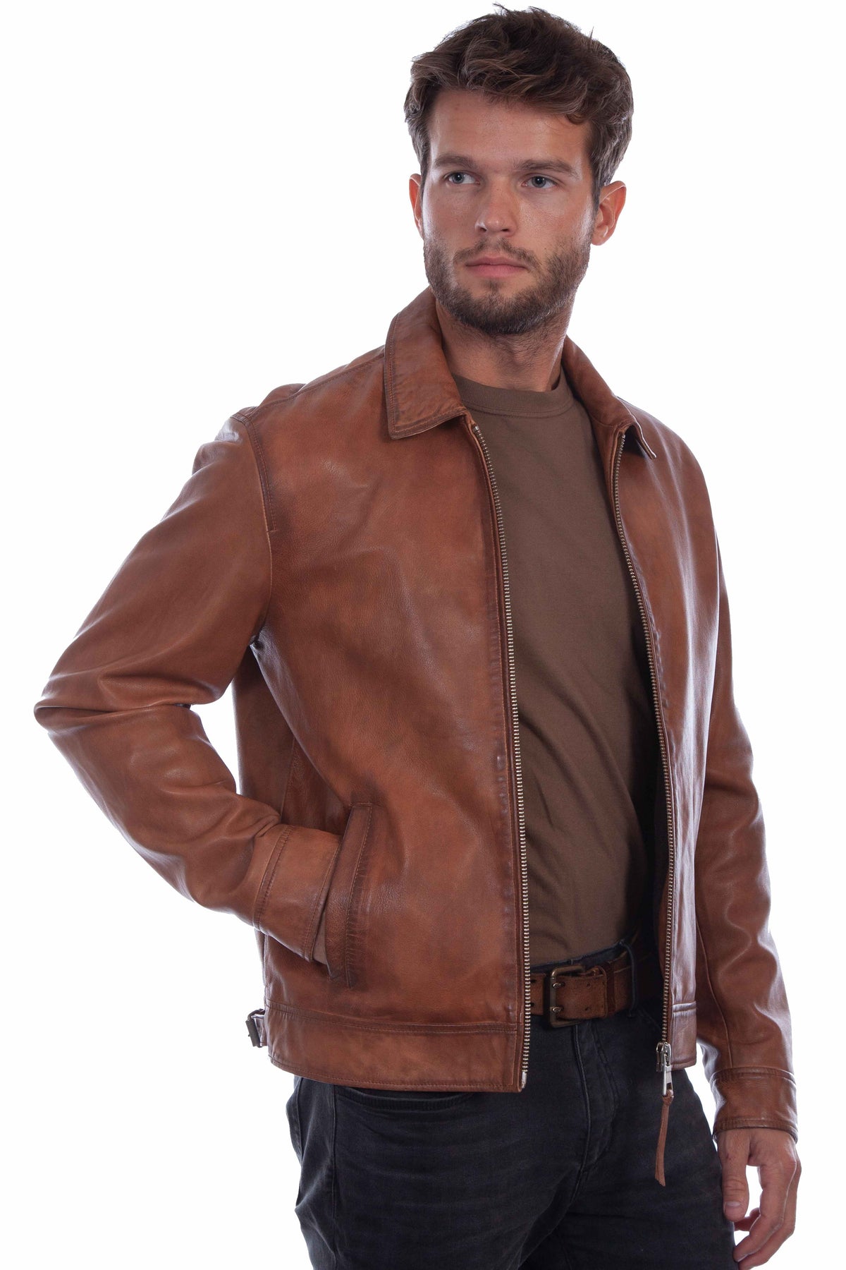 Scully 100% Cognac Soft Lamb Leather Men's Jacket 2021