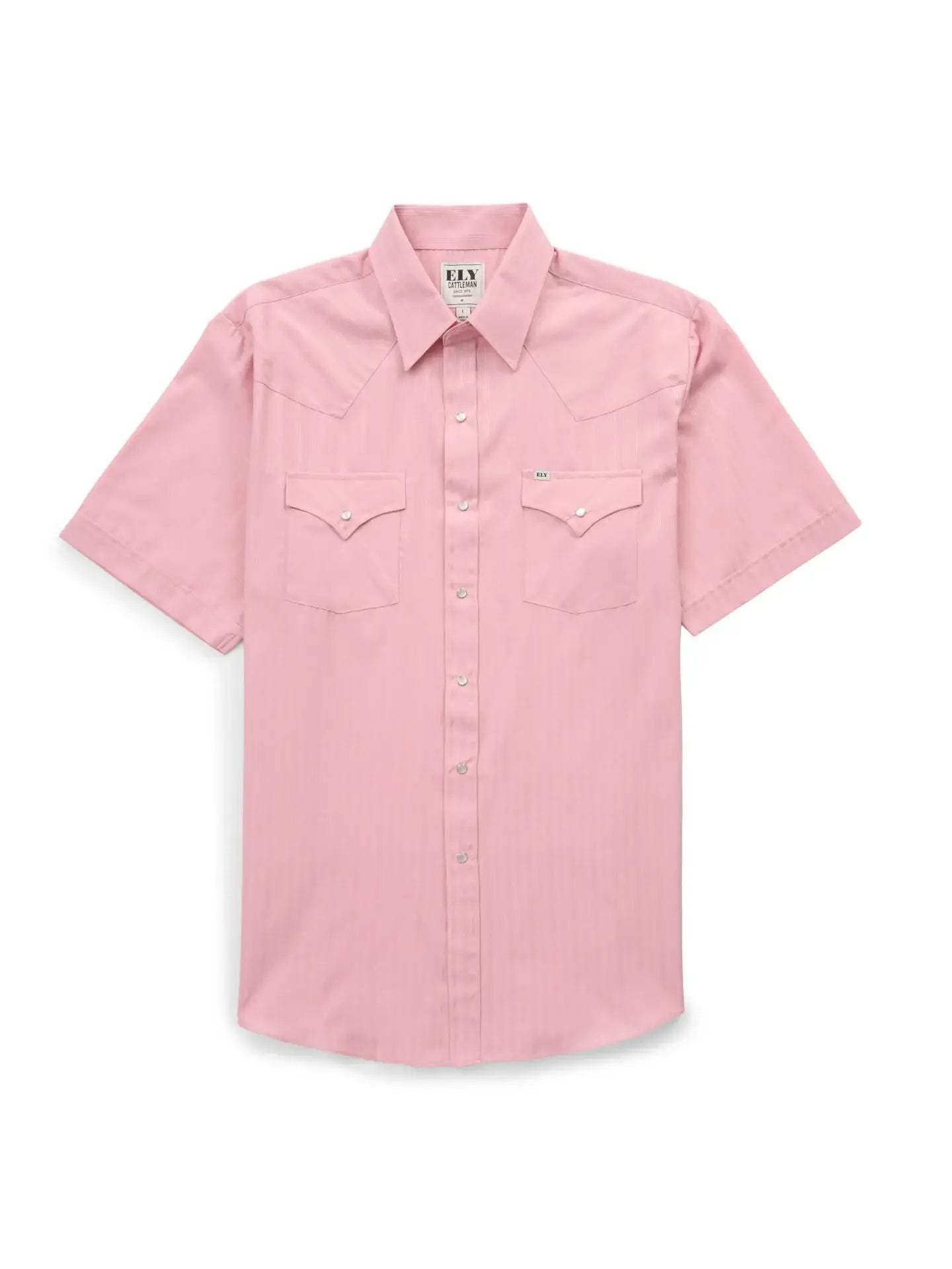 Men's Ely Cattleman Short Sleeve Tonal Dobby Dusty Pink Western Snap Shirt - Ely Cattleman - Flyclothing LLC