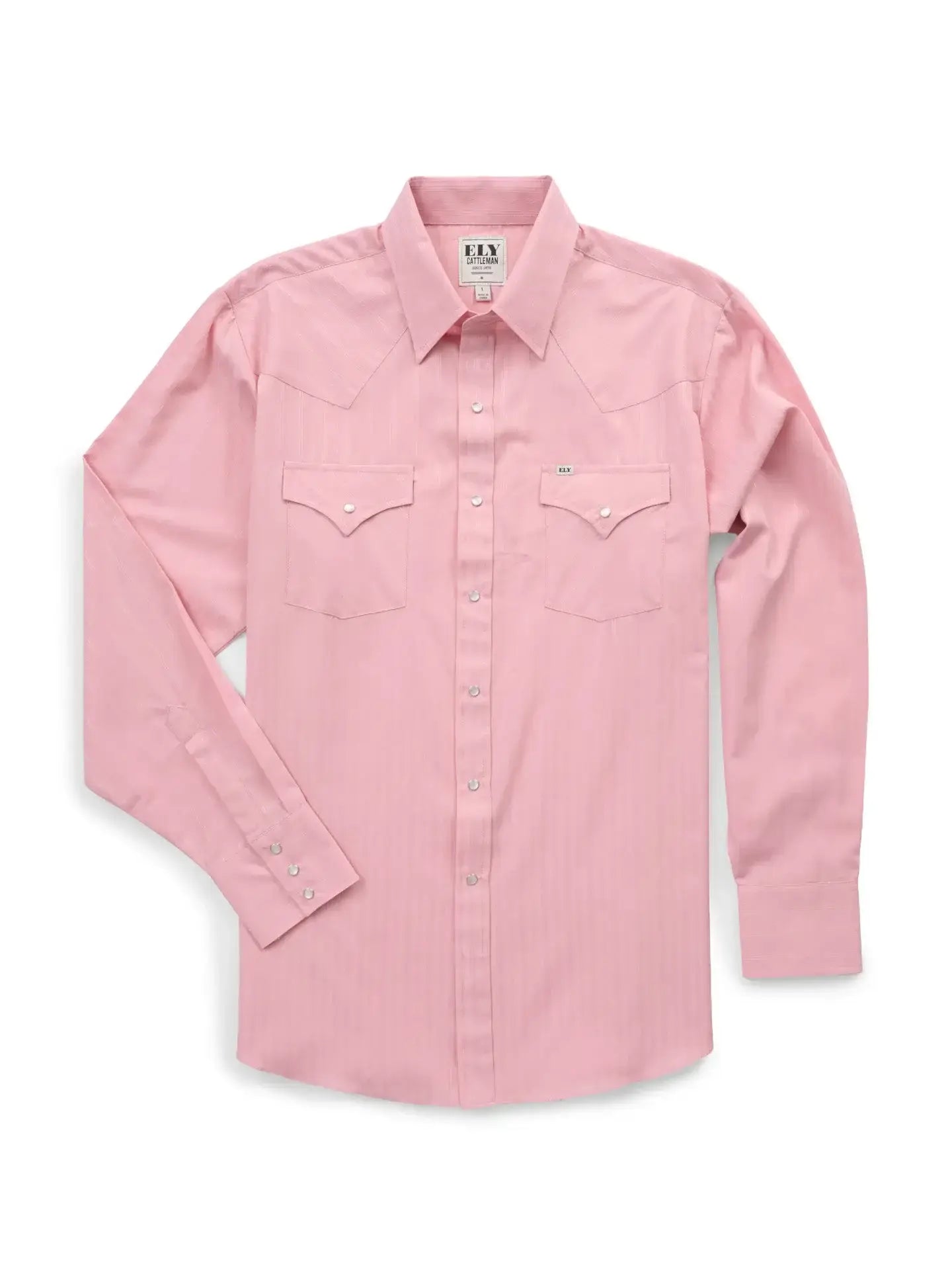 Men's Ely Cattleman Long Sleeve Tonal Dobby Dusty Pink Western Snap Shirt - Ely Cattleman - Flyclothing LLC
