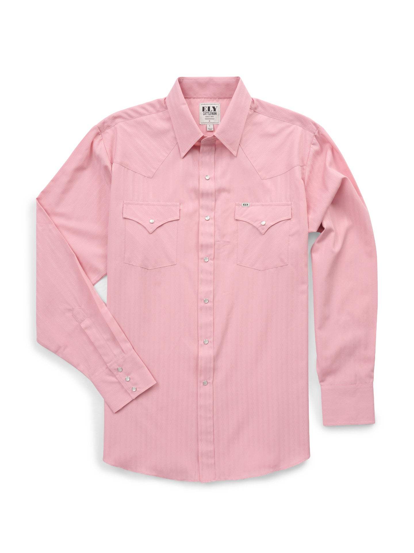 Men's Ely Cattleman Long Sleeve Tonal Dobby Dusty Pink Western Snap Shirt - Ely Cattleman - Flyclothing LLC