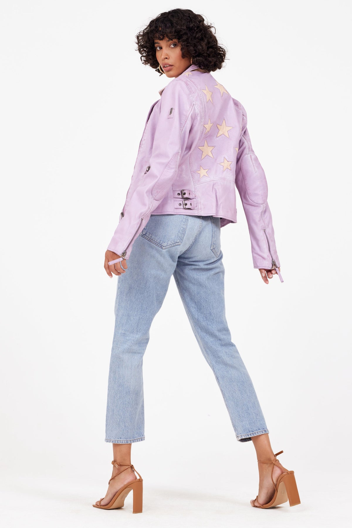 Christy RF Star Detail Leather Jacket