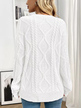 Cable Knit Round Neck Sweater - Trendsi - Flyclothing LLC