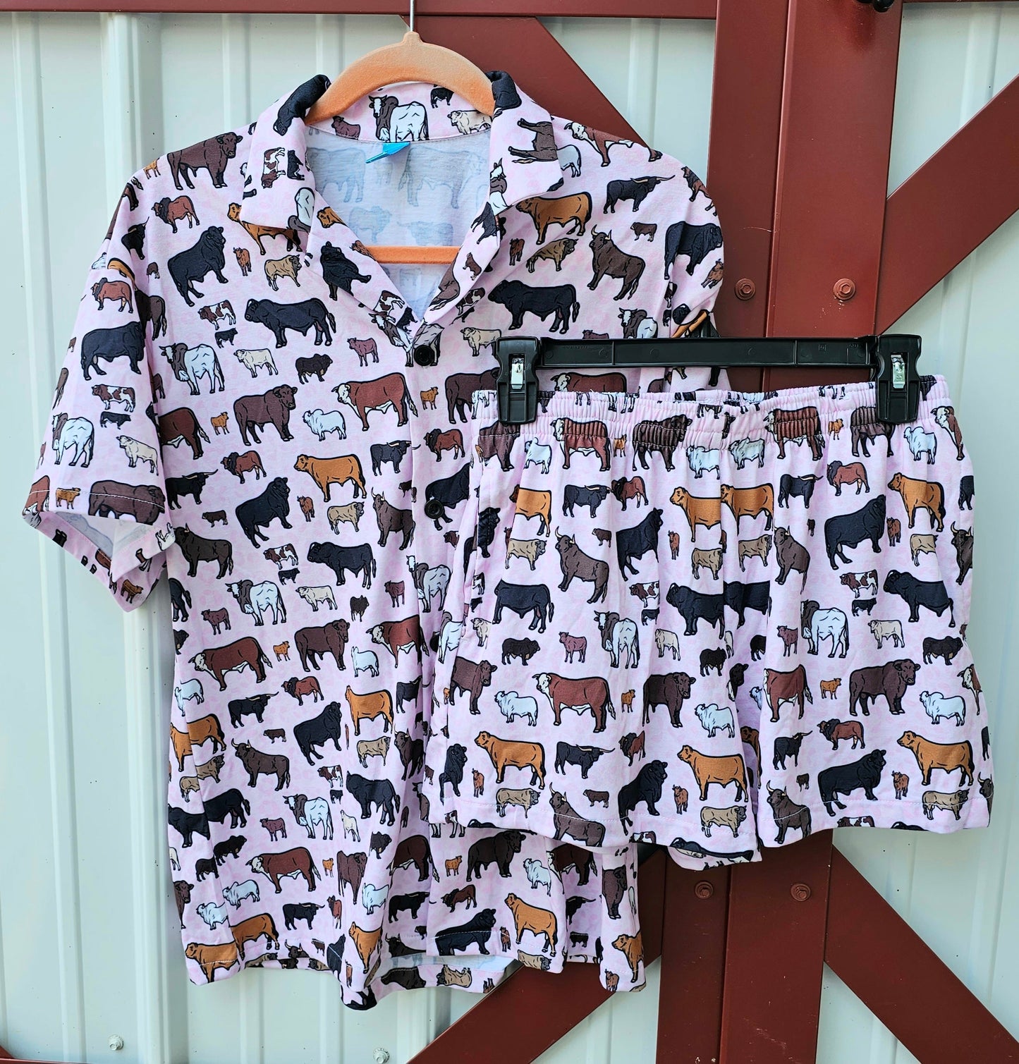 Baha Ranch Pink Cattle Ranch Women's Western Pajama Set