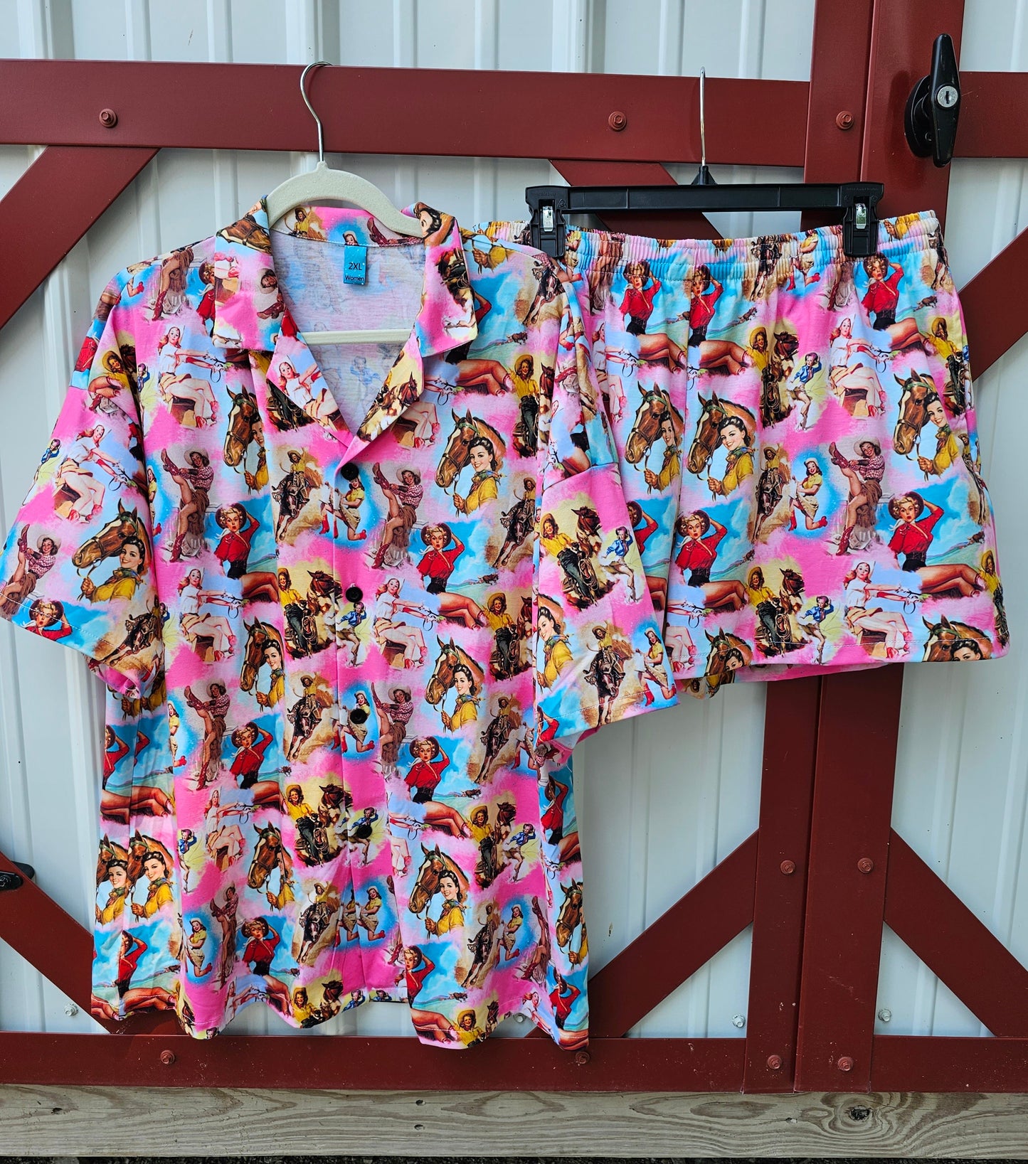 Baha Ranch Vintage Cowgirl Collage Women's Western Pajama Set
