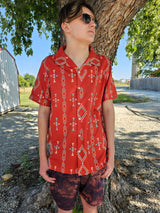 Baha Ranch Rust Aztec Men's Western Camp Shirt