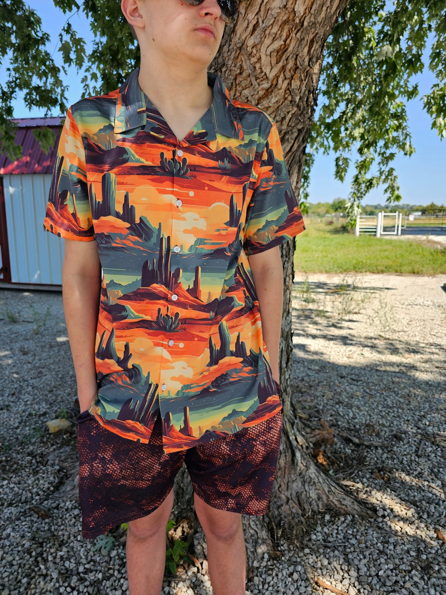 Baha Ranch Retro Desert Men's Western Camp Shirt