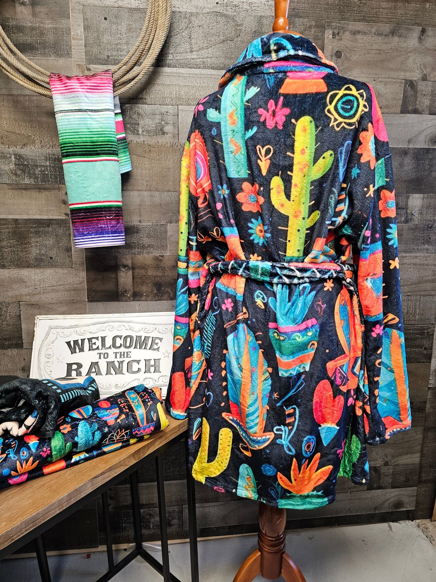 Baha Ranch Crazy Cactus Lady Western Bath Robe