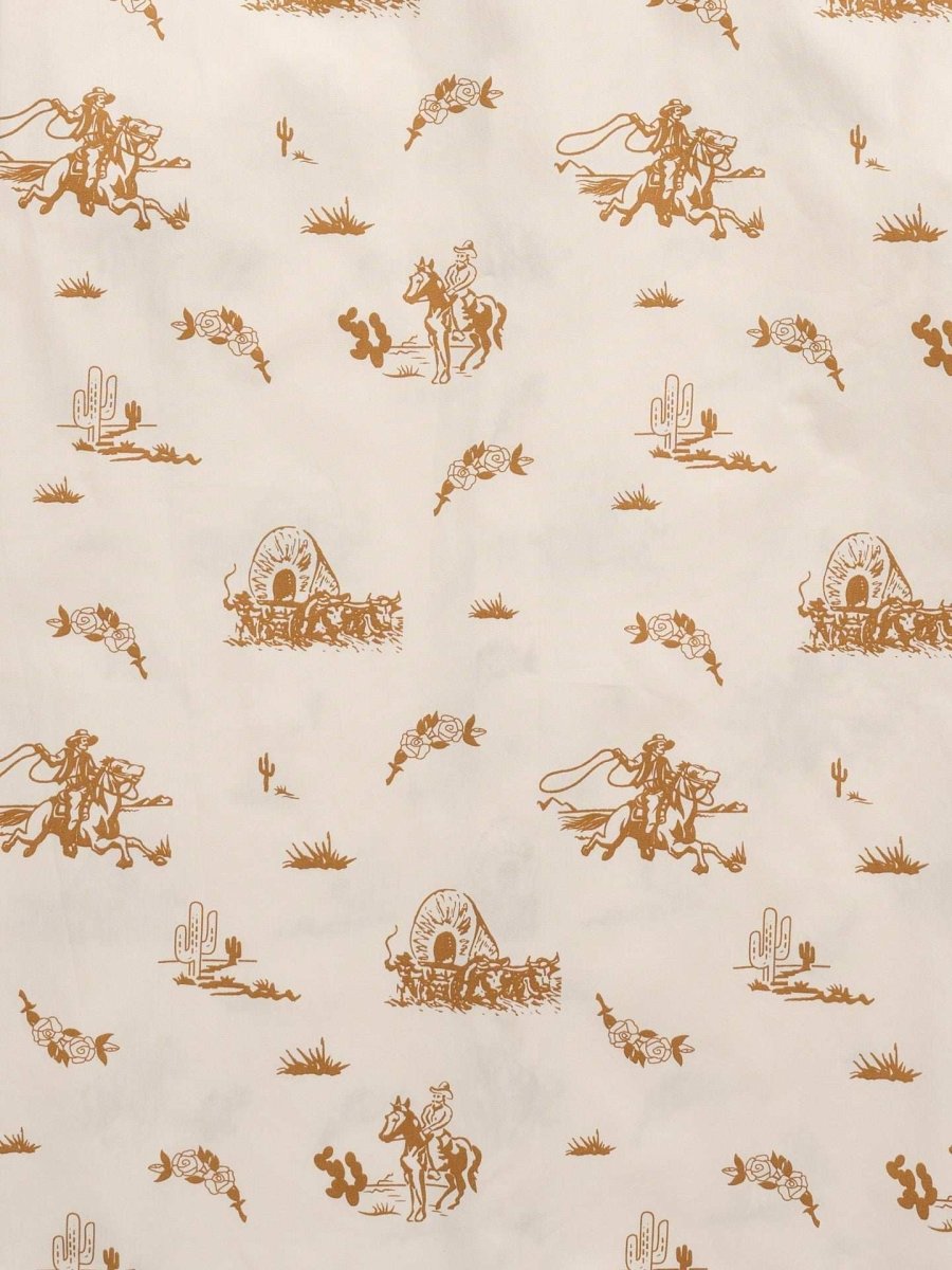 Men's Ely Cattleman Short Sleeve Cowboy Print Western Snap Shirt- Spice & Ecru - Ely Cattleman - Flyclothing LLC