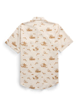 Men's Ely Cattleman Short Sleeve Cowboy Print Western Snap Shirt- Spice & Ecru