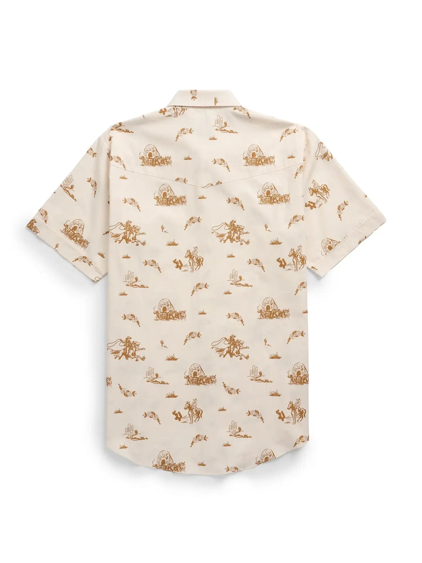 Men's Ely Cattleman Short Sleeve Cowboy Print Western Snap Shirt- Spice & Ecru - Ely Cattleman - Flyclothing LLC