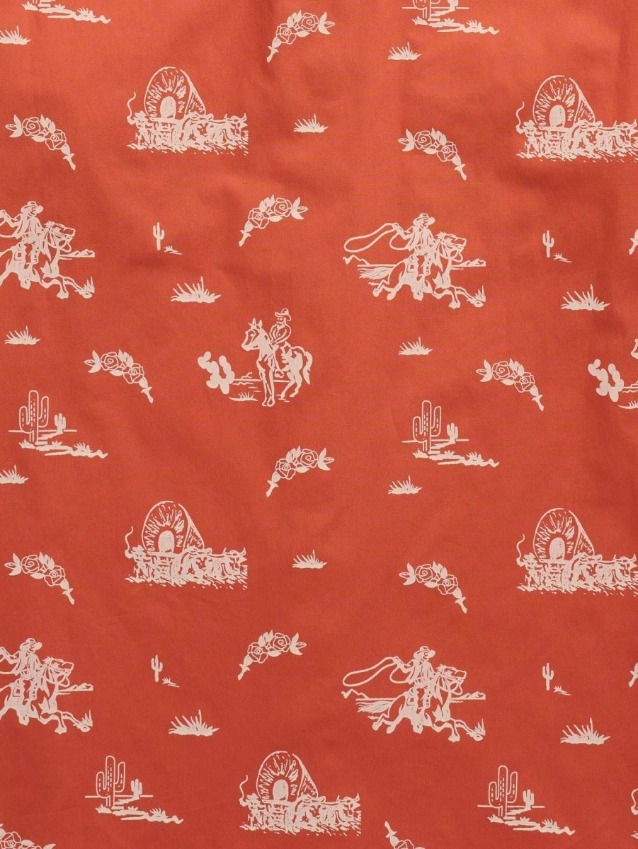 Men's Ely Cattleman Short Sleeve Cowboy Print Western Snap Shirt- Spice & Ecru - Ely Cattleman - Flyclothing LLC