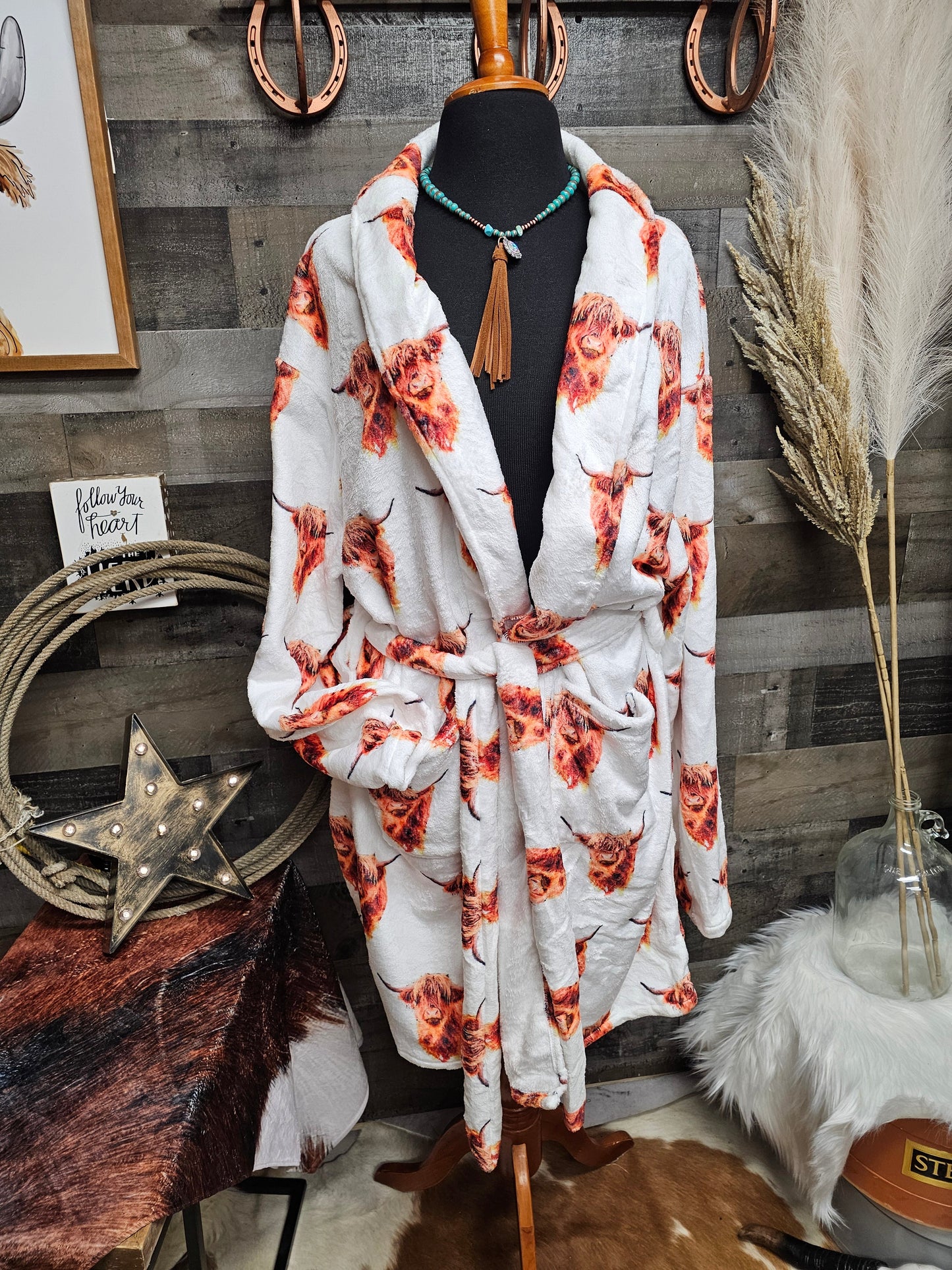 Baha Ranch Highland Cow Women's Western Bath Robe