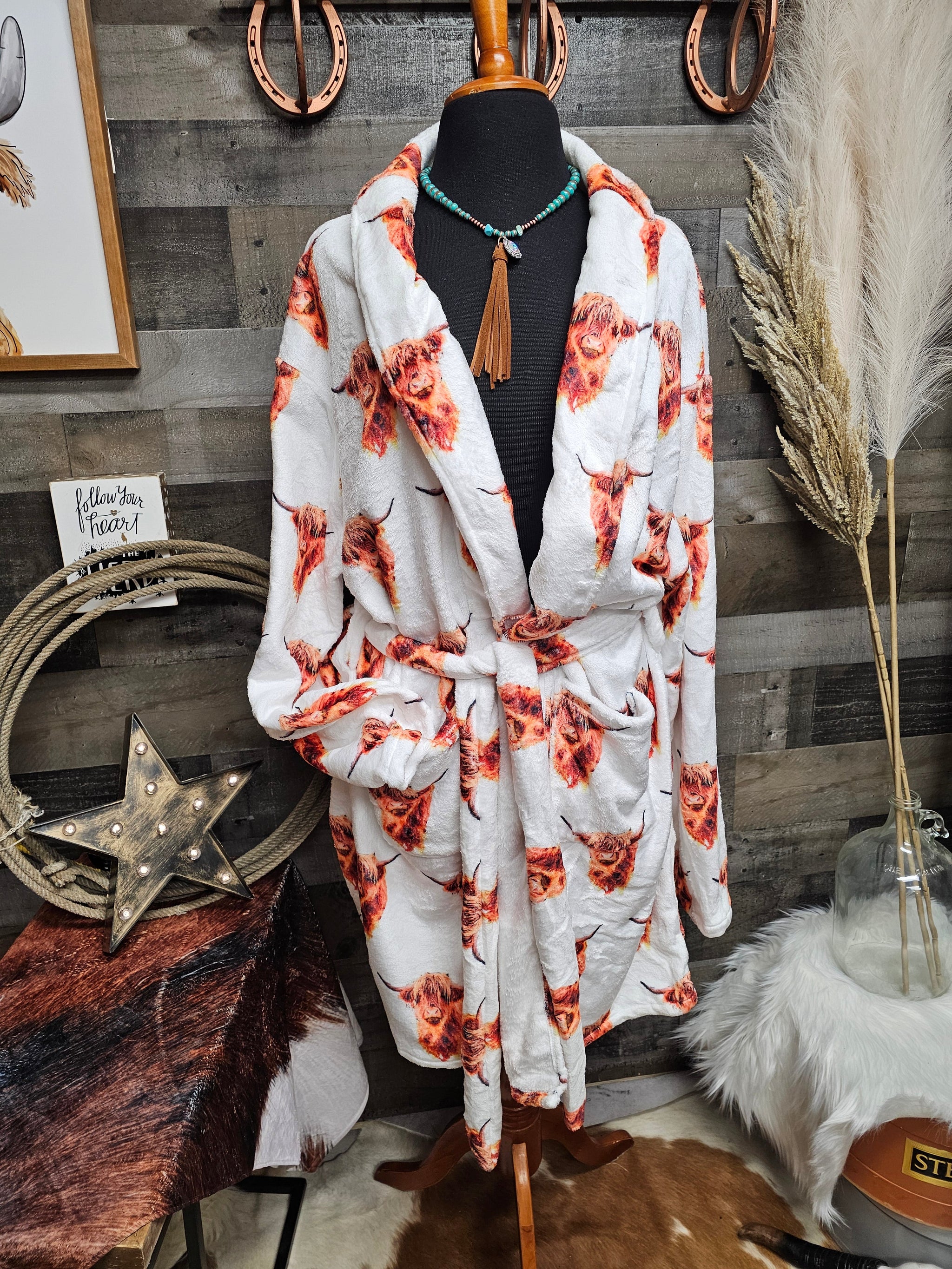 Baha Ranch Highland Cow Women's Western Bath Robe