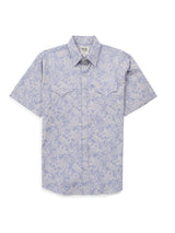 Men's Ely Cattleman Short Sleeve Stone Blue Paisley Print Western Snap Shirt