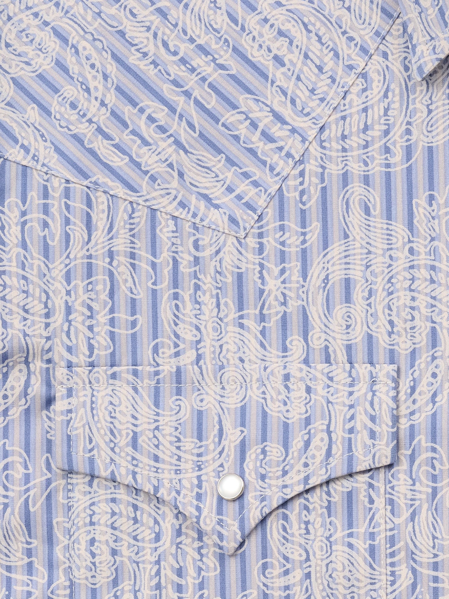 Men's Ely Cattleman Short Sleeve Stone Blue Paisley Print Western Snap Shirt