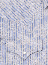 Men's Ely Cattleman Short Sleeve Stone Blue Paisley Print Western Snap Shirt