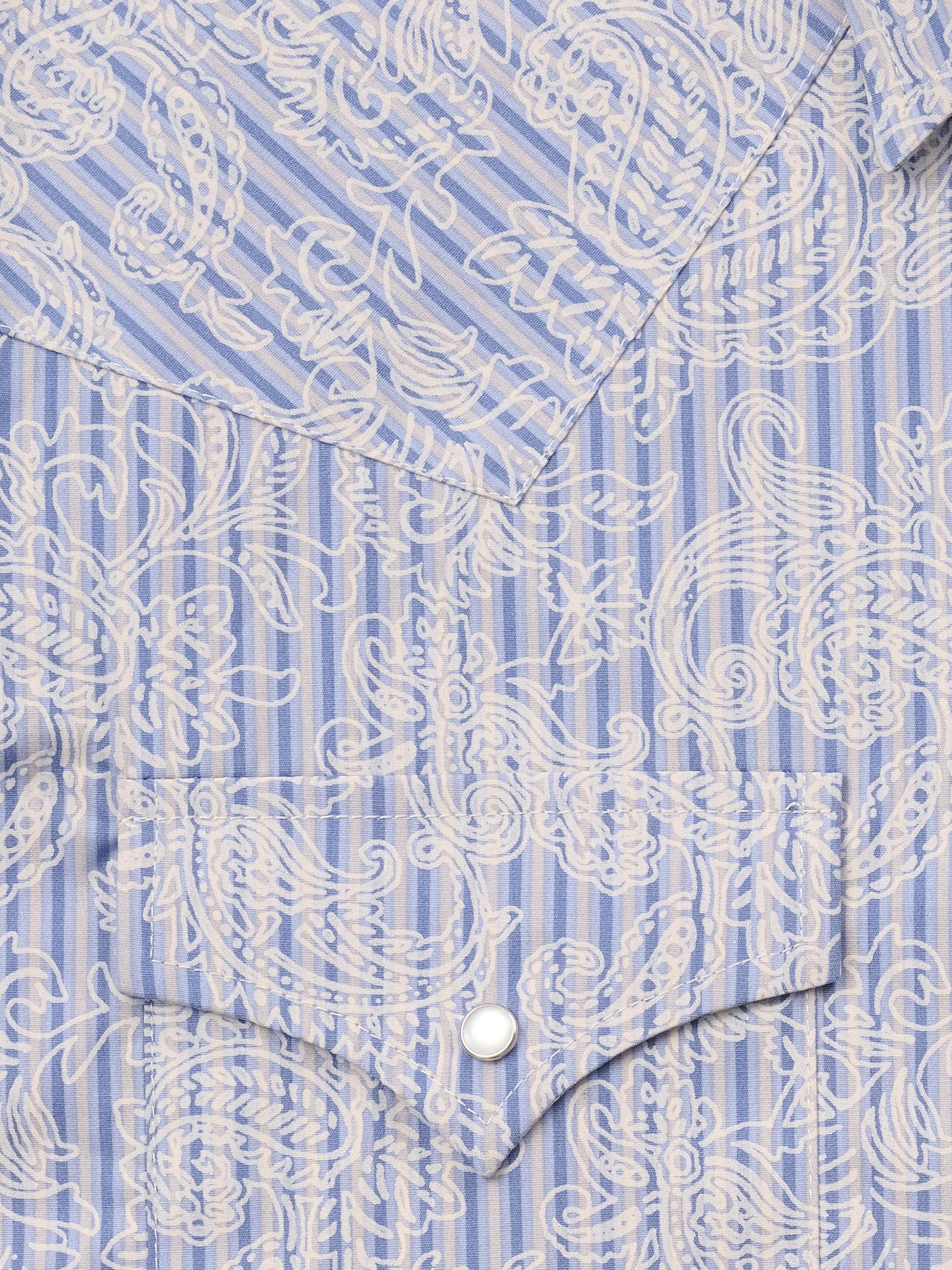 Men's Ely Cattleman Short Sleeve Stone Blue Paisley Print Western Snap Shirt