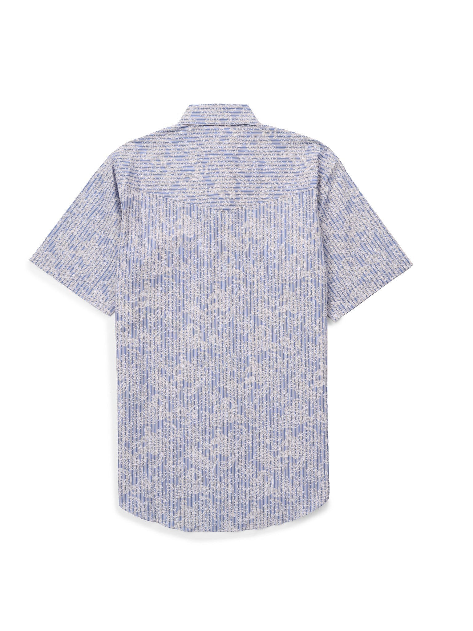 Men's Ely Cattleman Short Sleeve Stone Blue Paisley Print Western Snap Shirt