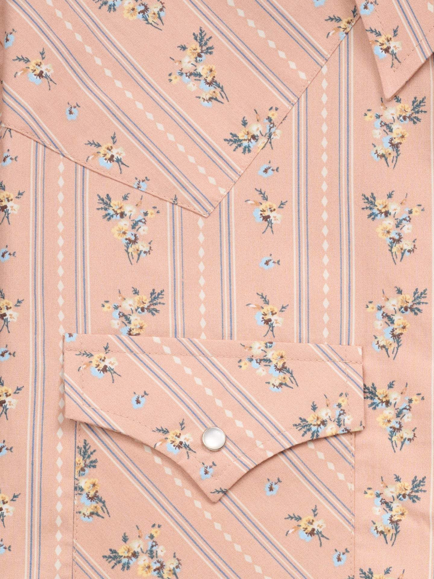 Men's Ely Cattleman Short Sleeve Wallpaper Floral Khaki Print Western Snap Shirt - Ely Cattleman - Flyclothing LLC