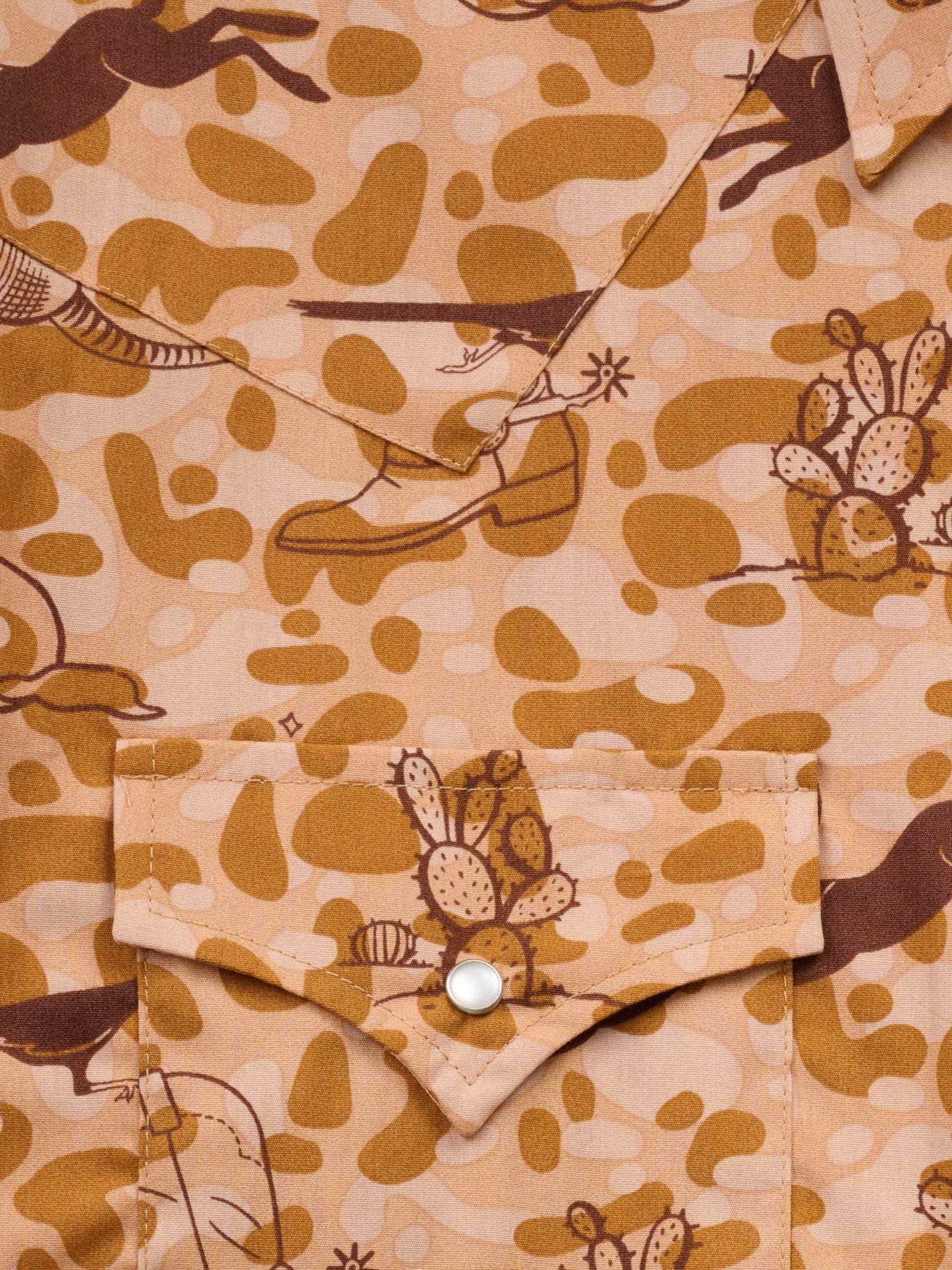 Men's Ely Cattleman Short Sleeve Conversational Camo-Tan Print Western Snap Shirt - Ely Cattleman - Flyclothing LLC