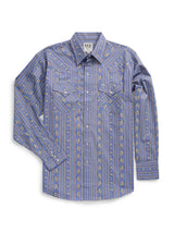 Men's Ely Cattleman Long Sleeve Wallpaper Floral Print Western Snap Shirt- Denim Blue - Ely Cattleman - Flyclothing LLC