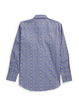 Men's Ely Cattleman Long Sleeve Wallpaper Floral Print Western Snap Shirt- Denim Blue - Ely Cattleman - Flyclothing LLC