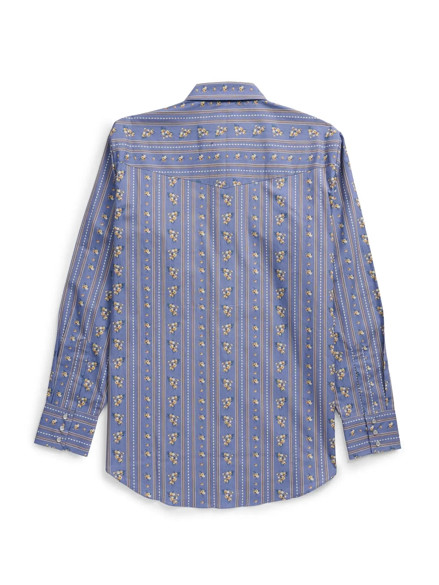 Men's Ely Cattleman Long Sleeve Wallpaper Floral Print Western Snap Shirt- Denim Blue - Ely Cattleman - Flyclothing LLC
