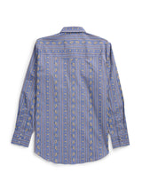 Men's Ely Cattleman Long Sleeve Wallpaper Floral Print Western Snap Shirt- Denim Blue - Ely Cattleman - Flyclothing LLC