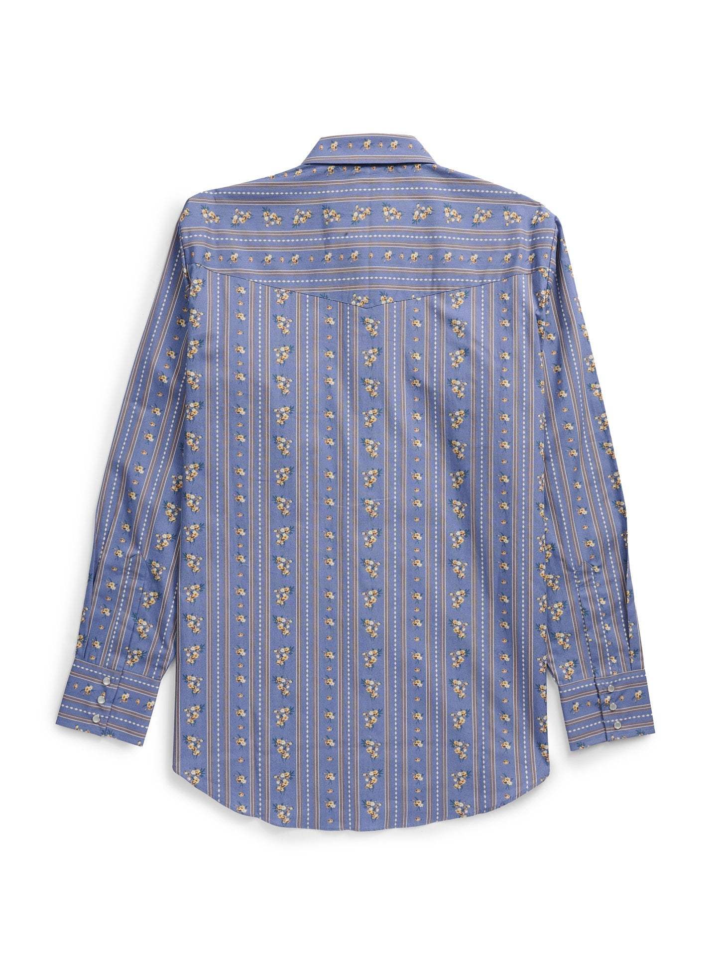 Men's Ely Cattleman Long Sleeve Wallpaper Floral Print Western Snap Shirt- Denim Blue - Ely Cattleman - Flyclothing LLC