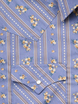 Men's Ely Cattleman Short Sleeve Wallpaper Floral Print Western Snap Shirt- Denim Blue - Ely Cattleman - Flyclothing LLC