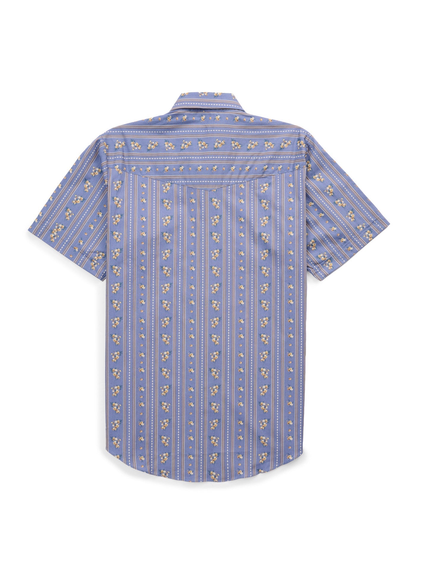 Men's Ely Cattleman Short Sleeve Wallpaper Floral Print Western Snap Shirt- Denim Blue