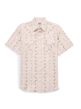 Men's Ely Cattleman Short Sleeve Wallpaper Floral Print Western Snap Shirt- Ecru