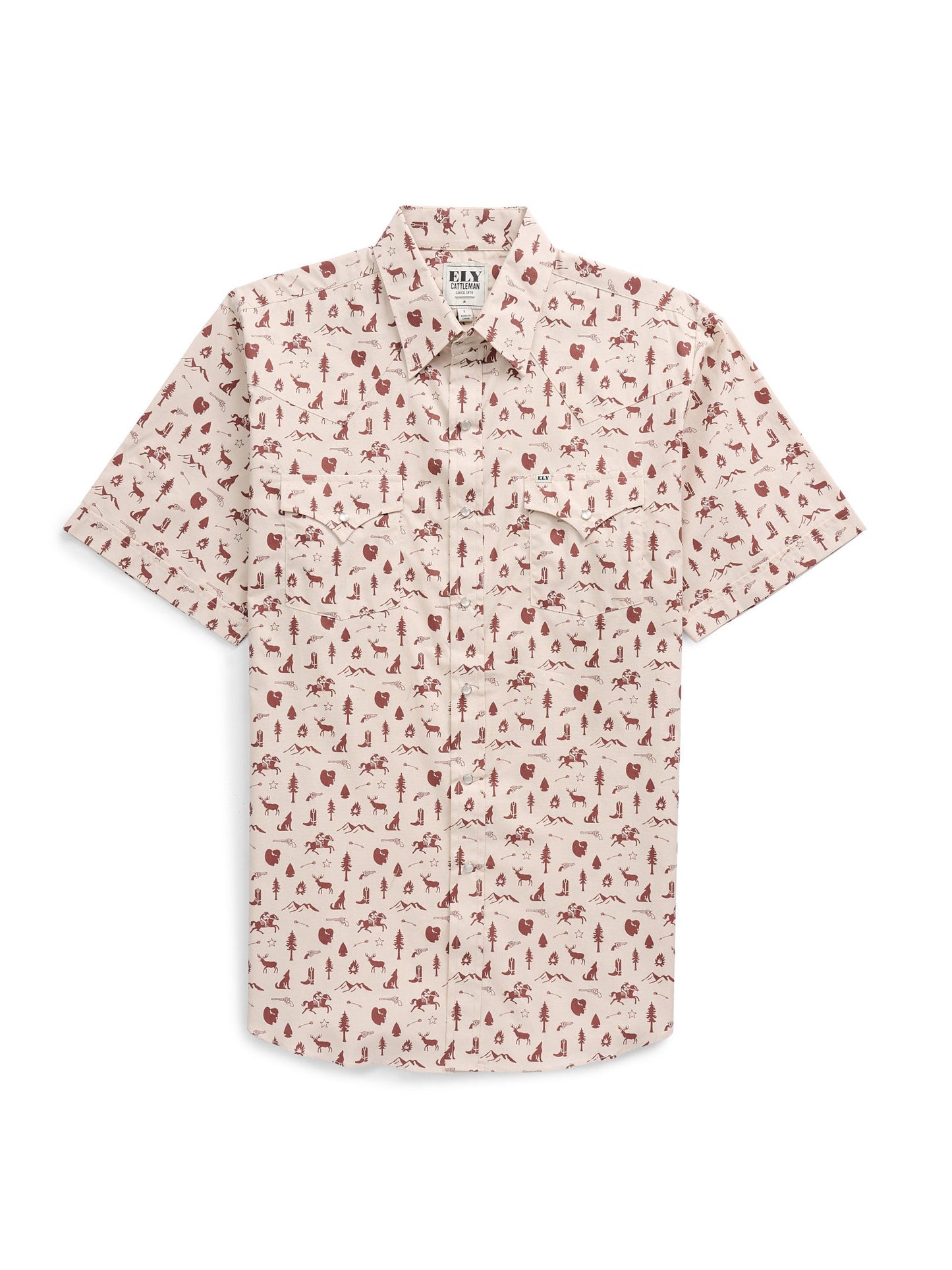 Men's Ely Cattleman Short Sleeve Conversation Print Western Snap Shirt